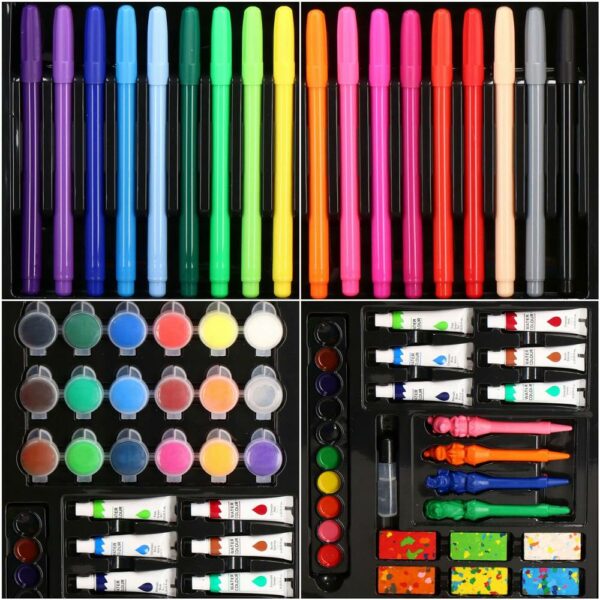 Set de pictura si desen pentru copii, 130 de piese, trusa lemn - Image 12