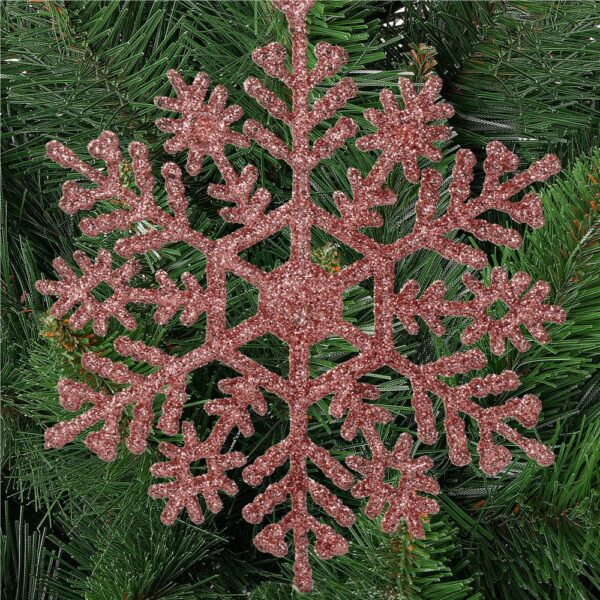 Decoratiune brad fulg de zapada, set 12 bucati, 10cm, roz - Image 12