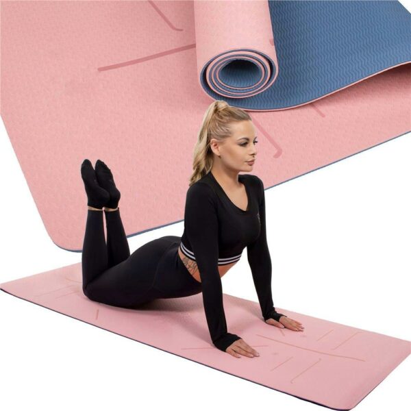 Saltea pentru antrenament, yoga, fitness, aerobic, pilates, exercitii la sol, 183x61cm, roz - Image 17