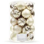 Karácsonyi díszgömb készlet, 20 darab, 5 féle minta, 6 cm, arany