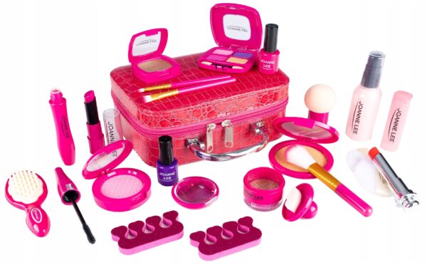 Trusa de machiaj pentru fetite, geanta cu 22 de accesorii cosmetice, fara lichide sau substante chimice, roz - Image 13
