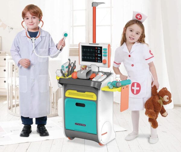 Set de joaca, carucior medical cu aparatura si instrumente, cu sunete si lumini - Image 13