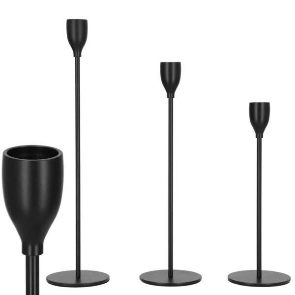 3 db fém gyertyatartó készlet, 23, 28 és 33 cm, fekete - Image 12