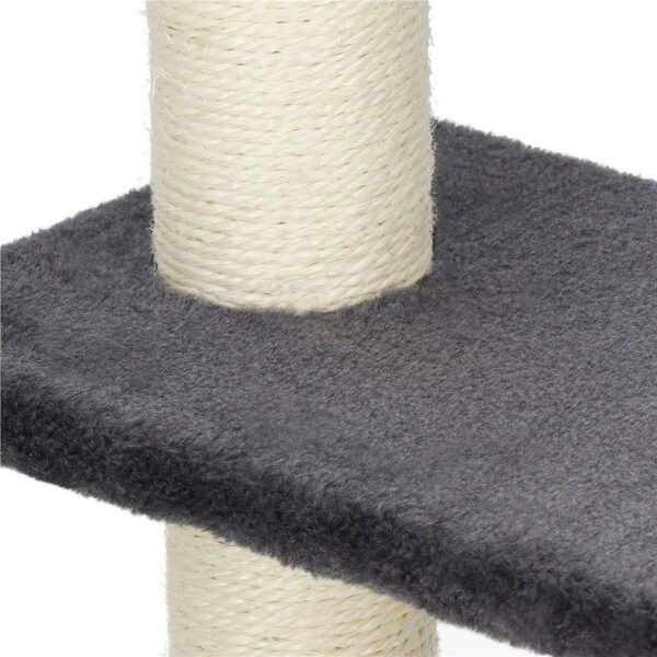 Ansamblu de joaca pentru pisici, cu loc pentru zgariat, ascuns, culcus, minge, 67cm, crem - Image 12