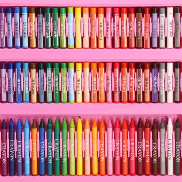 Set de pictura si desen pentru copii, 208 de piese, trusa plastic roz - Image 12