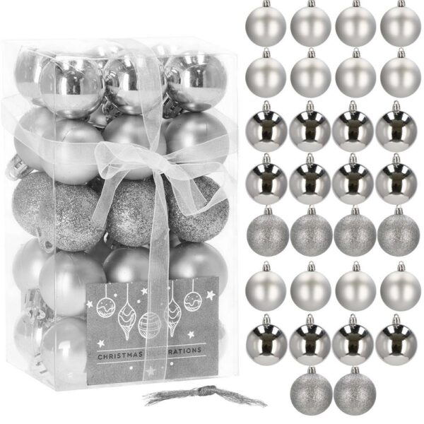 Set globuri de Craciun, 30 bucati, 3 modele, 3cm, argintiu - Image 12