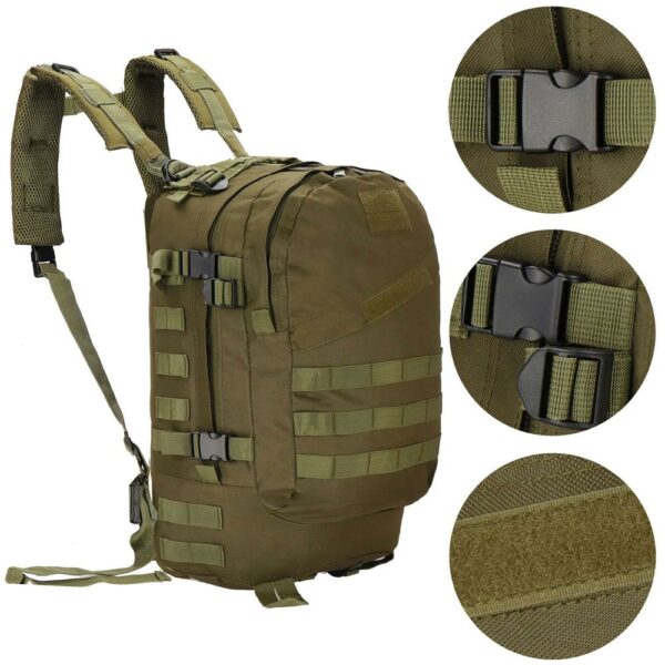 Katonai hátizsák túrázáshoz, vízálló, rekeszes, 35L, zöld - Image 12