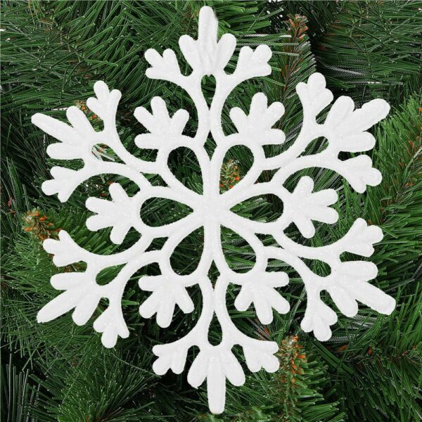 Decoratiune brad fulg de zapada, set 12 bucati, 9-10cm, alb - Image 13