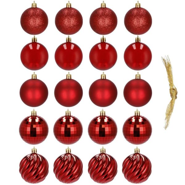 Set globuri de Craciun, 20 bucati, 5 modele, 6cm, rosu - Image 12