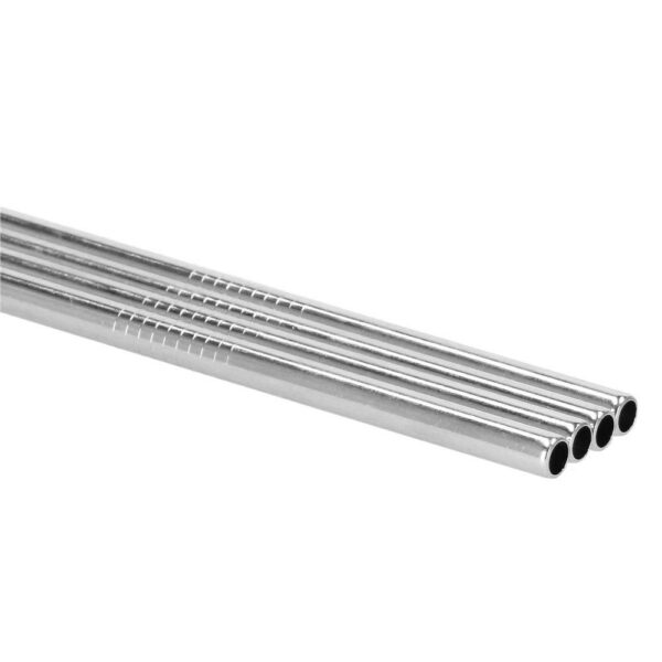 8 db ezüst fém szívószál készlet, újrafelhasználható, tároló tokkal és tisztítókefével, 215x6 mm - Image 13