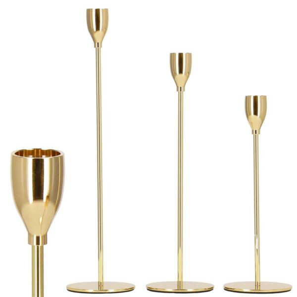 Set 3 suporturi de lumanare din metal, 23, 28 si 33cm, auriu - Image 13