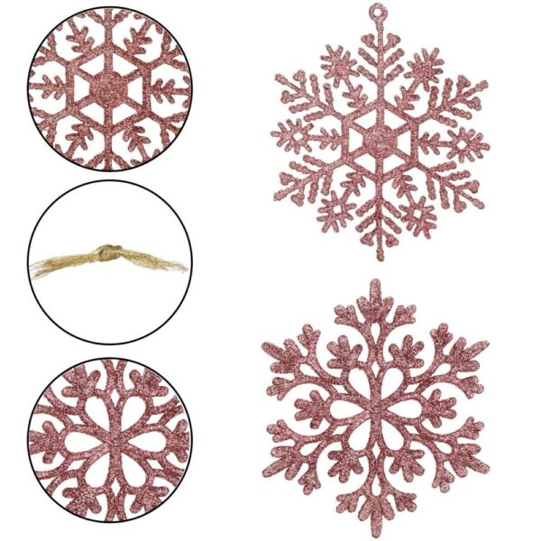 Decoratiune brad fulg de zapada, set 12 bucati, 10cm, roz - Image 13