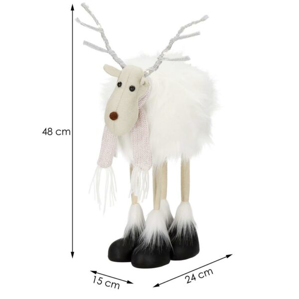 Karácsonyi figura, fehér rénszarvas sállal, magassága 48cm - Image 13