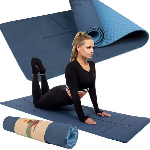 Saltea pentru antrenament, yoga, fitness, aerobic, pilates, exercitii la sol, 183x61cm, albastru - Image 19
