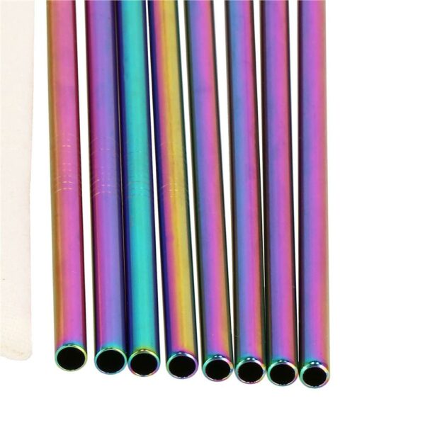 8 db tarka fém szívószál (holo) készlet, újrafelhasználható, tároló tokkal és tisztítókefével, 215x6 mm - Image 13