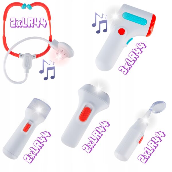 Set de joaca, carucior medical cu aparatura si instrumente, cu sunete si lumini - Image 15