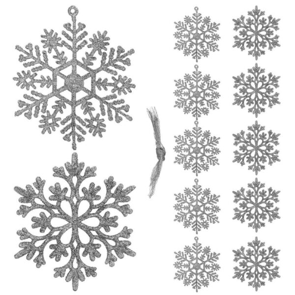 Hópehely karácsonyfadísz, 12 db-os készlet, 10cm, ezüst - Image 13