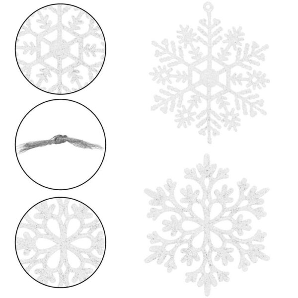 Decoratiune brad fulg de zapada, set 12 bucati, 9-10cm, alb - Image 14