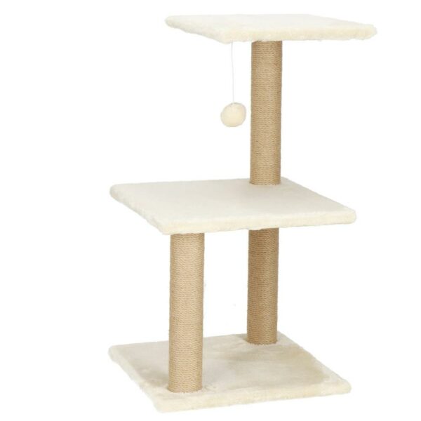 Ansamblu de joaca pentru pisici, cu loc pentru zgariat, minge, 65cm, crem - Image 15