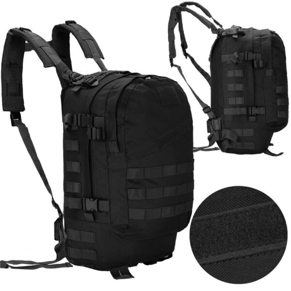 Rucsac militar pentru drumetie, impermeabil, compartimentat, 35L, negru - Image 15