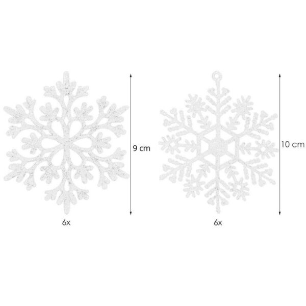 Decoratiune brad fulg de zapada, set 12 bucati, 9-10cm, alb - Image 15