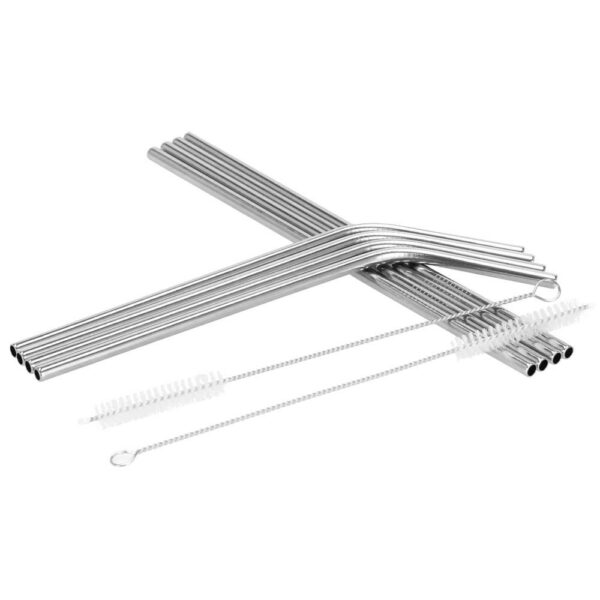 8 db ezüst fém szívószál készlet, újrafelhasználható, tároló tokkal és tisztítókefével, 215x6 mm - Image 16