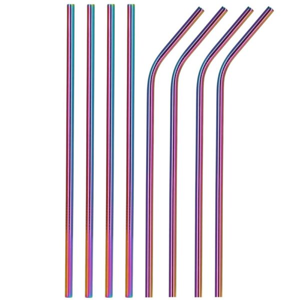 8 db tarka fém szívószál (holo) készlet, újrafelhasználható, tároló tokkal és tisztítókefével, 215x6 mm - Image 15