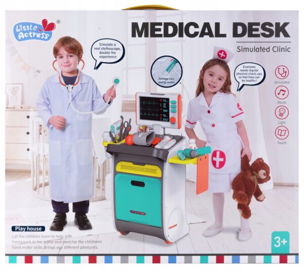 Set de joaca, carucior medical cu aparatura si instrumente, cu sunete si lumini - Image 17