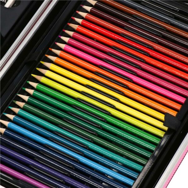 Set de pictura si desen pentru copii, 145 de piese, trusa aluminiu roz - Image 16