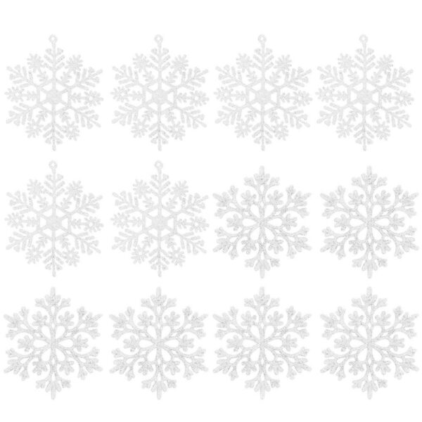 Decoratiune brad fulg de zapada, set 12 bucati, 9-10cm, alb - Image 16