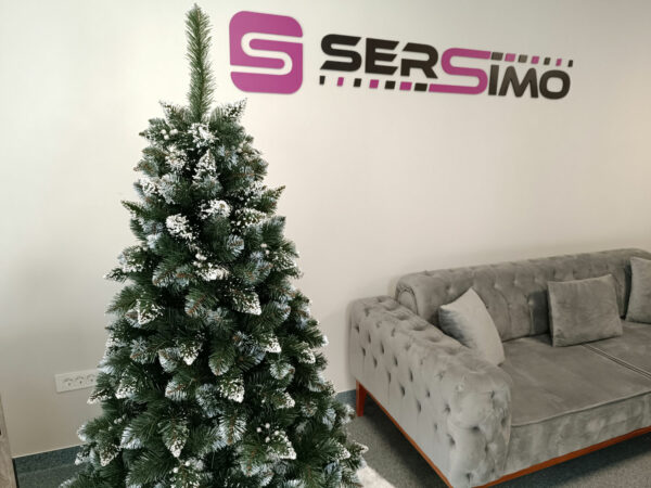 RESIGILAT: Brad artificial Christmas Deluxe by Sersimo, Crystal nins cu merisoare, 2D, 180cm - Image 7