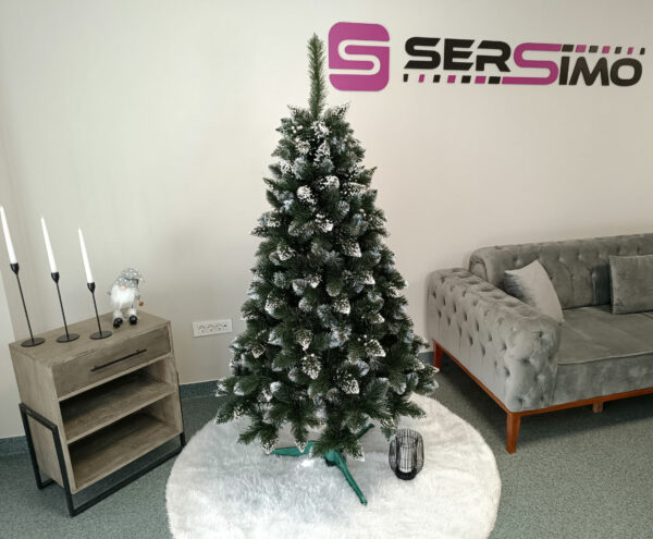 RESIGILAT: Brad artificial Christmas Deluxe by Sersimo, Crystal nins cu merisoare, 2D, 180cm - Image 12