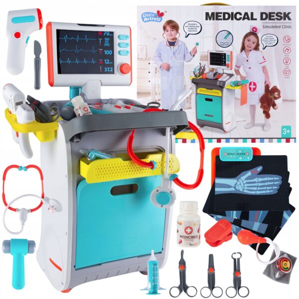 Set de joaca, carucior medical cu aparatura si instrumente, cu sunete si lumini - Image 18