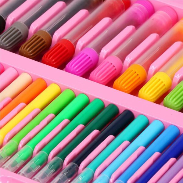 Set de pictura si desen pentru copii, 208 de piese, trusa plastic roz - Image 17