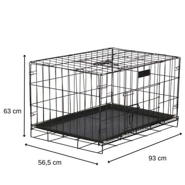 Állatketrec, 2 ajtós, Fém összecsukható, XL, Fekete, 93x67x56 cm - Image 18