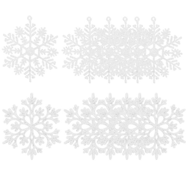 Decoratiune brad fulg de zapada, set 12 bucati, 9-10cm, alb - Image 17