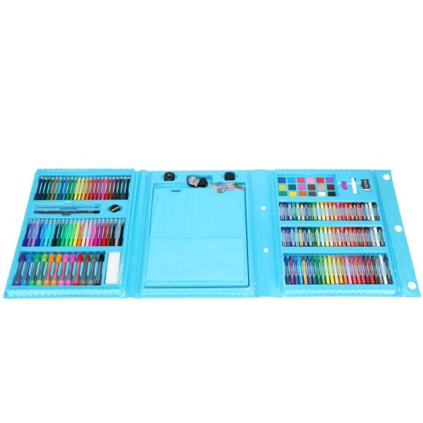 Set de pictura si desen pentru copii, 208 de piese, trusa plastic albastru - Image 19