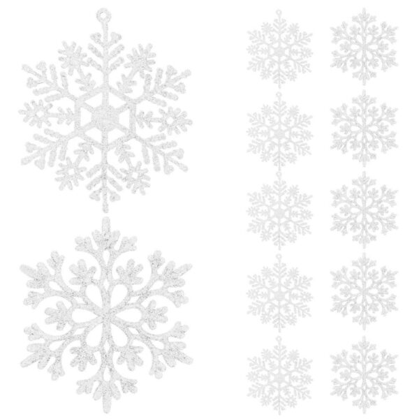 Decoratiune brad fulg de zapada, set 12 bucati, 9-10cm, alb - Image 18
