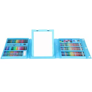 Set de pictura si desen pentru copii, 208 de piese, trusa plastic albastru