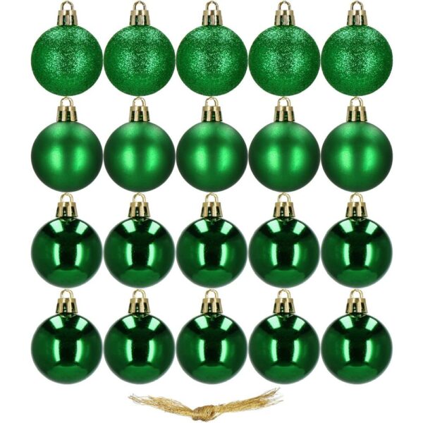 Set globuri de Craciun, 20 bucati, 3 modele, 4cm, verde - Image 2