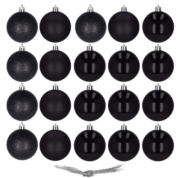 Set globuri de Craciun, 20 bucati, 3 modele, 4cm, negru - Image 2