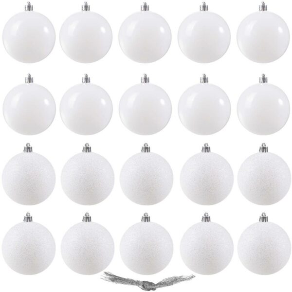 Set globuri de Craciun, 20 bucati, 6cm, alb perlat - Image 3