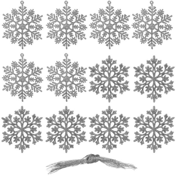 Hópehely karácsonyfadísz, 12 db-os készlet, 10cm, ezüst - Image 2