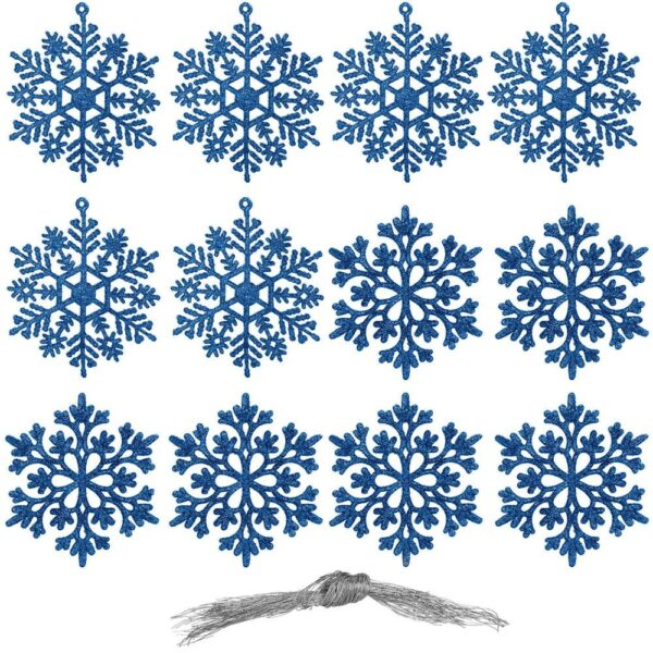Hópehely karácsonyfadísz, 12 db-os készlet, 10cm, kék - Image 3