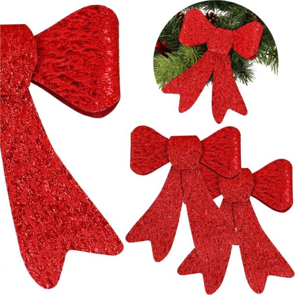 2 db-os karácsonyfa díszkészlet, masni, 18cm, piros - Image 3
