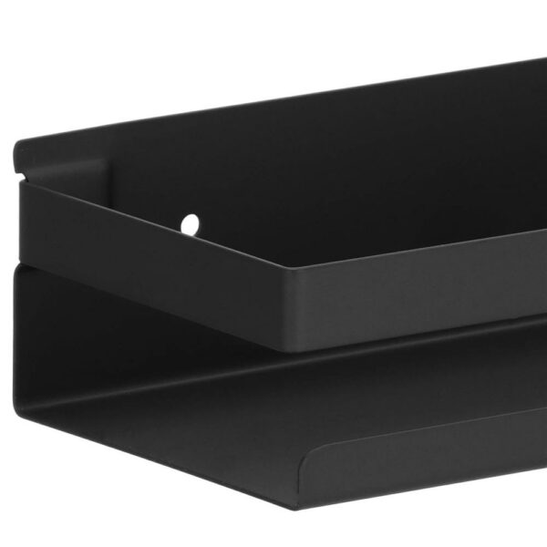 Raft de baie cu 2 sisteme instalare pe perete, aluminiu, 50x10x6cm, negru - Image 3