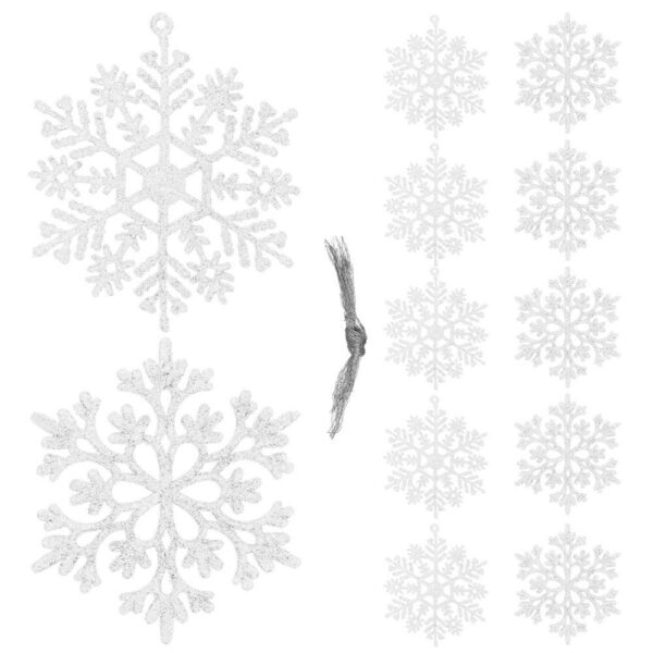 Decoratiune brad fulg de zapada, set 12 bucati, 9-10cm, alb - Image 3