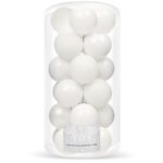 Karácsonyi gömbkészlet, 20 darab, 3 féle minta, 4 cm, fehér