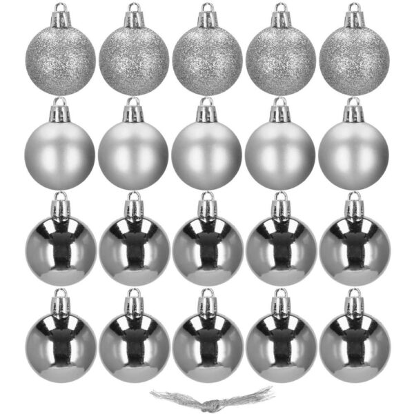 Set globuri de Craciun, 20 bucati, 3 modele, 4cm, argintiu - Image 3