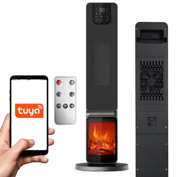 Elektromos kandalló, 2000W, 2 fokozat, termosztáttal és távirányítóval, időzítő, LED kijelző, WiFi - Image 3